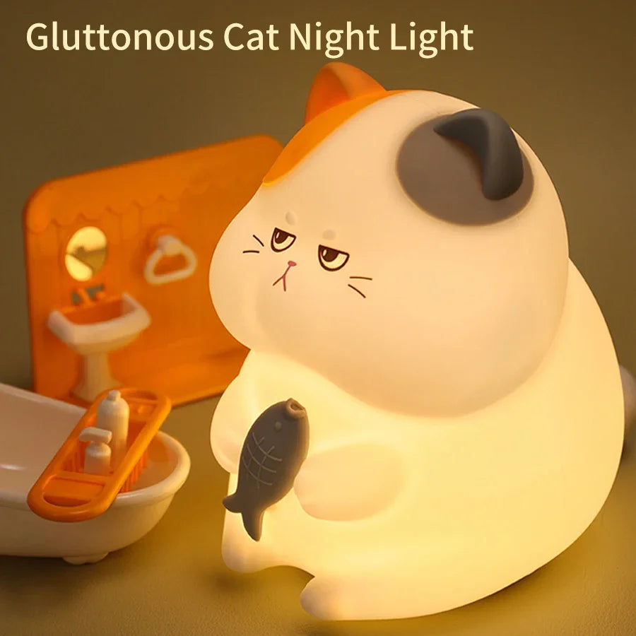 Gluttonous Cat Night Light - Pretty Lamp