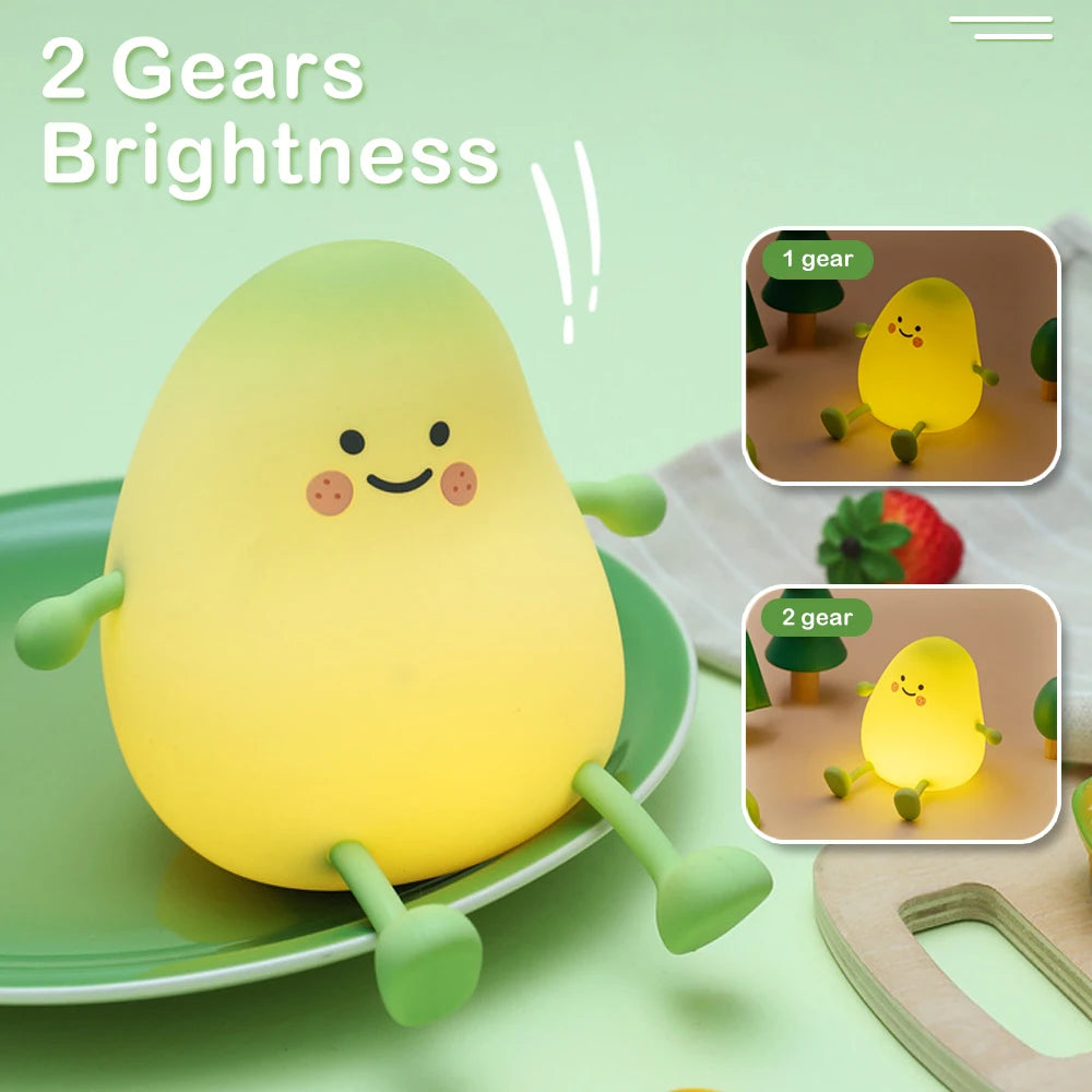 LED Banana, Mango, Pear Fruit Silicone Night Light - Pretty Lamp