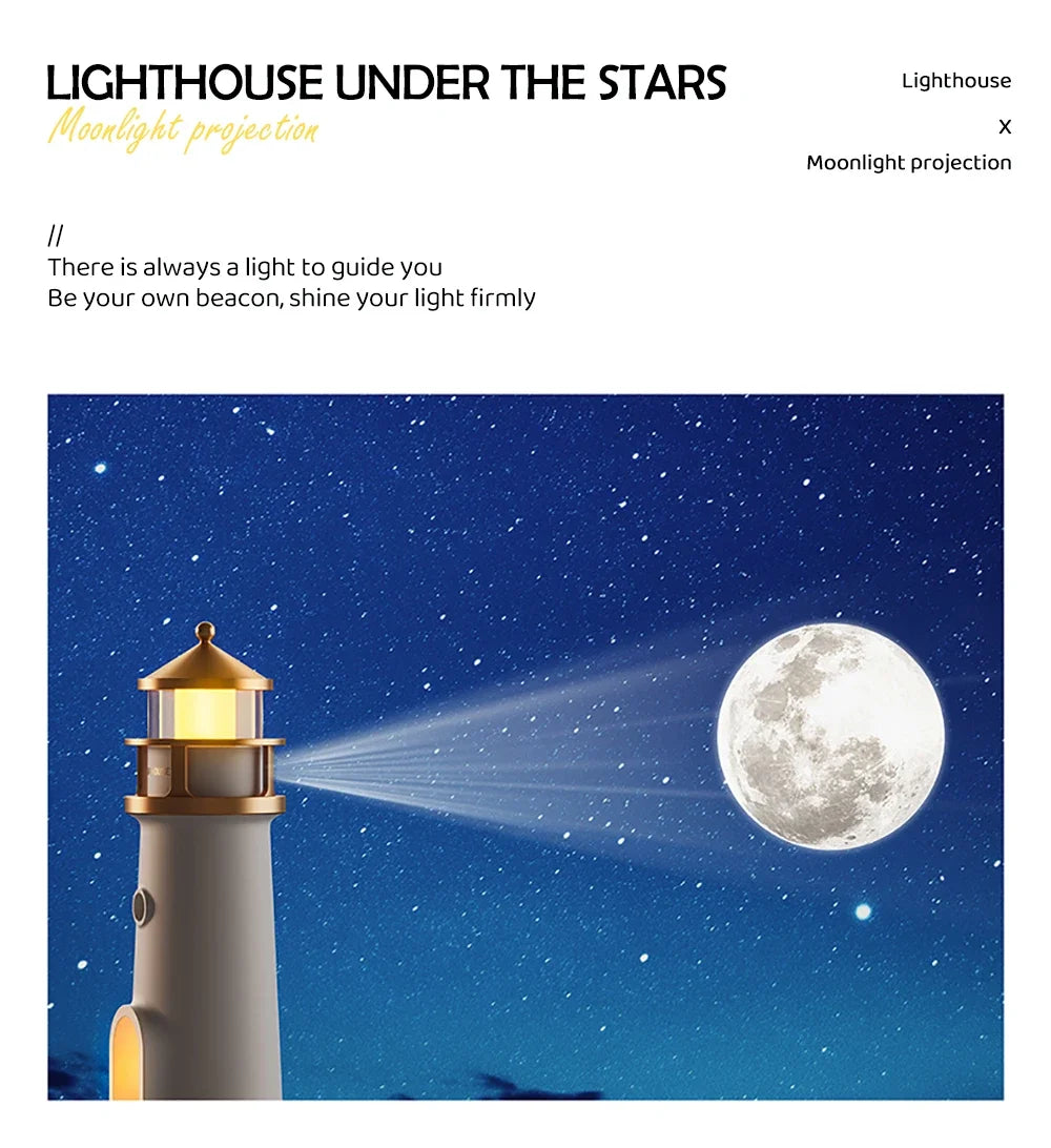 Moon Projection Lighthouse Night Light - Pretty Lamp