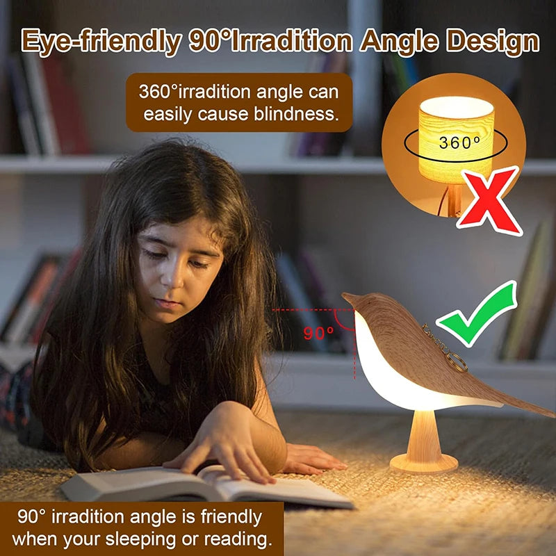 Wooden Bird LED Touch Night Lamp - Pretty Lamp