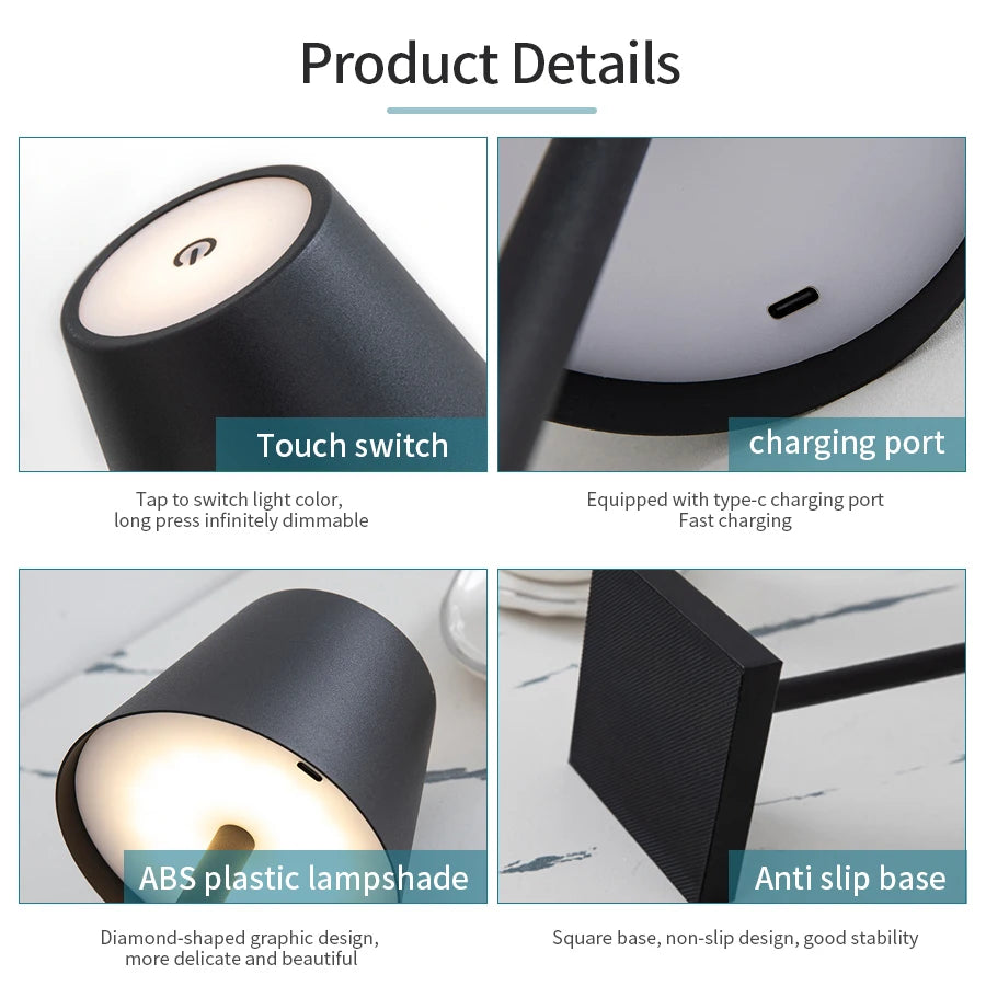 LED Table Lamp with 3-Level Dimmable Touch Control - Pretty Lamp