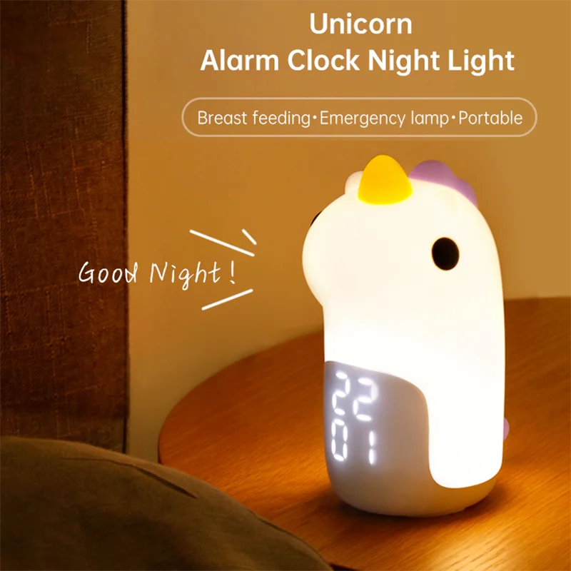 Unicorn Alarm Clock Night Light - Pretty Lamp