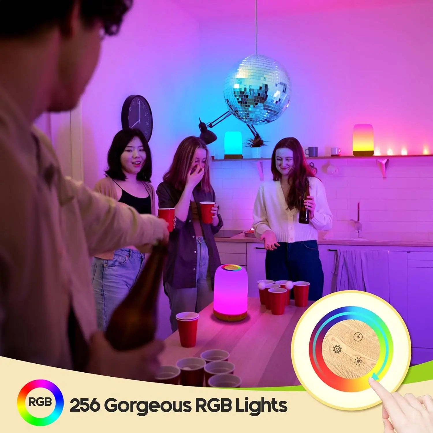 Touch Dimmable RGB Bedside Lamp with Timer - Pretty Lamp