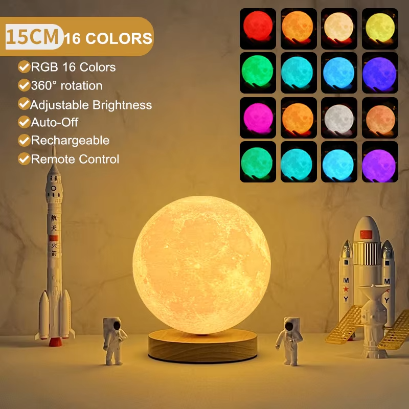 3D Moon Lamp - 360° Rotating, Touch Control, Multi-Color LED - Pretty Lamp