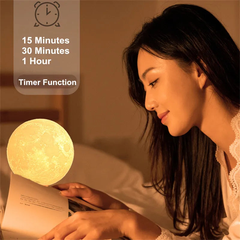 3D Moon Lamp - 360° Rotating, Touch Control, Multi-Color LED - Pretty Lamp