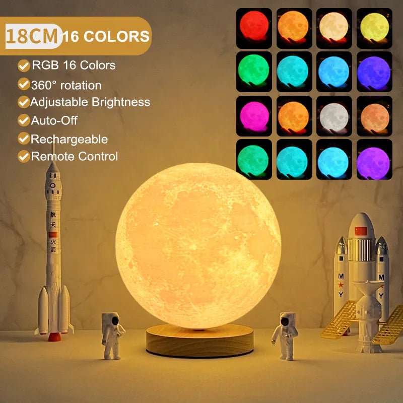 3D Moon Lamp - 360° Rotating, Touch Control, Multi-Color LED - Pretty Lamp