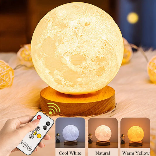 3D Moon Lamp - 360° Rotating, Touch Control, Multi-Color LED - Pretty Lamp