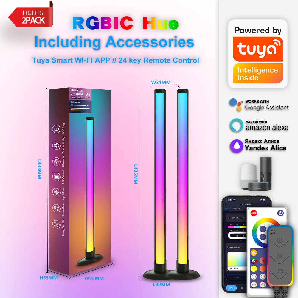 RGB Ambient Light with Wi-Fi, Bluetooth, and Double-Sided Luminous Display - Pretty Lamp