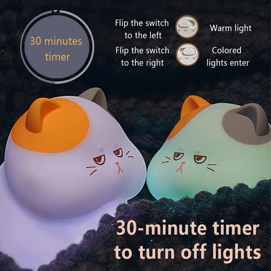 Gluttonous Cat Night Light - Pretty Lamp