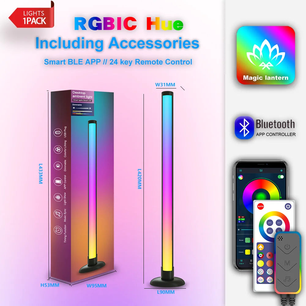 RGB Ambient Light with Wi-Fi, Bluetooth, and Double-Sided Luminous Display - Pretty Lamp