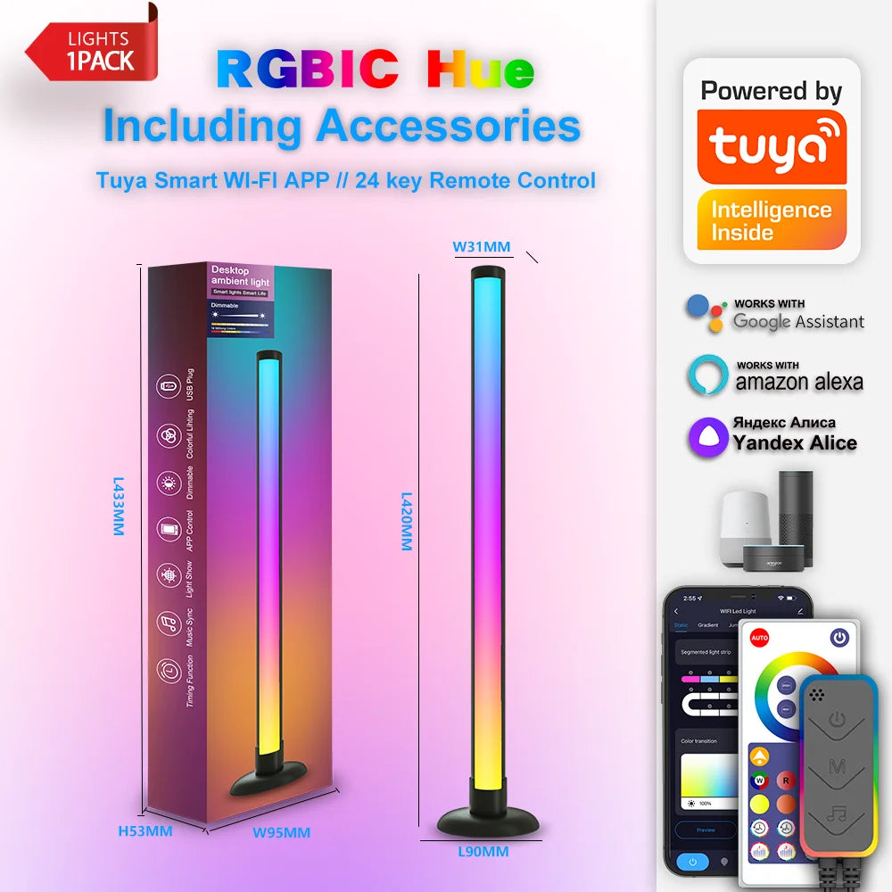 RGB Ambient Light with Wi-Fi, Bluetooth, and Double-Sided Luminous Display - Pretty Lamp