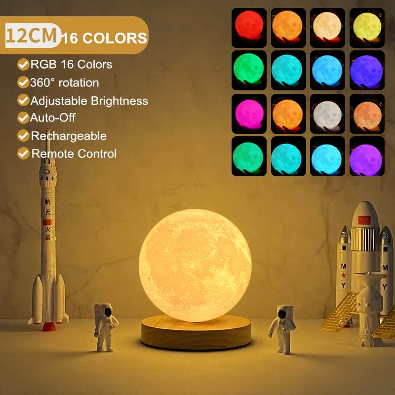 3D Moon Lamp - 360° Rotating, Touch Control, Multi-Color LED - Pretty Lamp