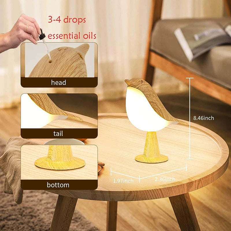 Wooden Bird LED Touch Night Lamp - Pretty Lamp