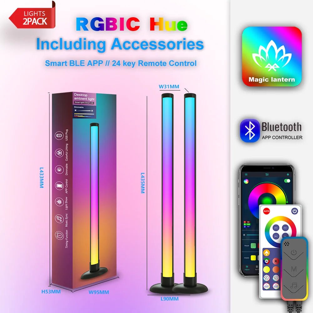 RGB Ambient Light with Wi-Fi, Bluetooth, and Double-Sided Luminous Display - Pretty Lamp