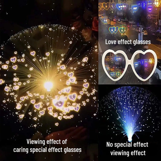 Multi-Color Fiber Optic Light Heart Effect Spread